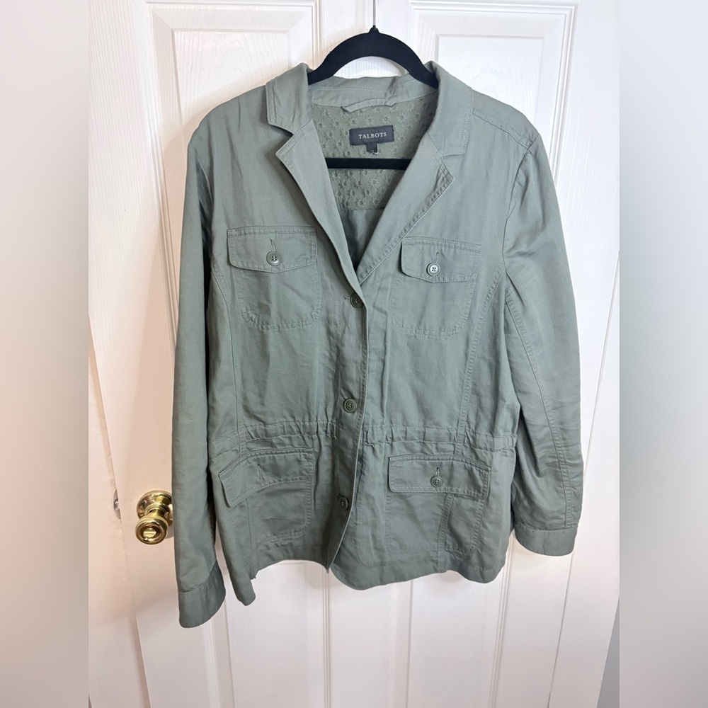 Talbots Cotton Casual Utility Jacket – Olive Green – Size XL | Versatile - Picture 3 of 10